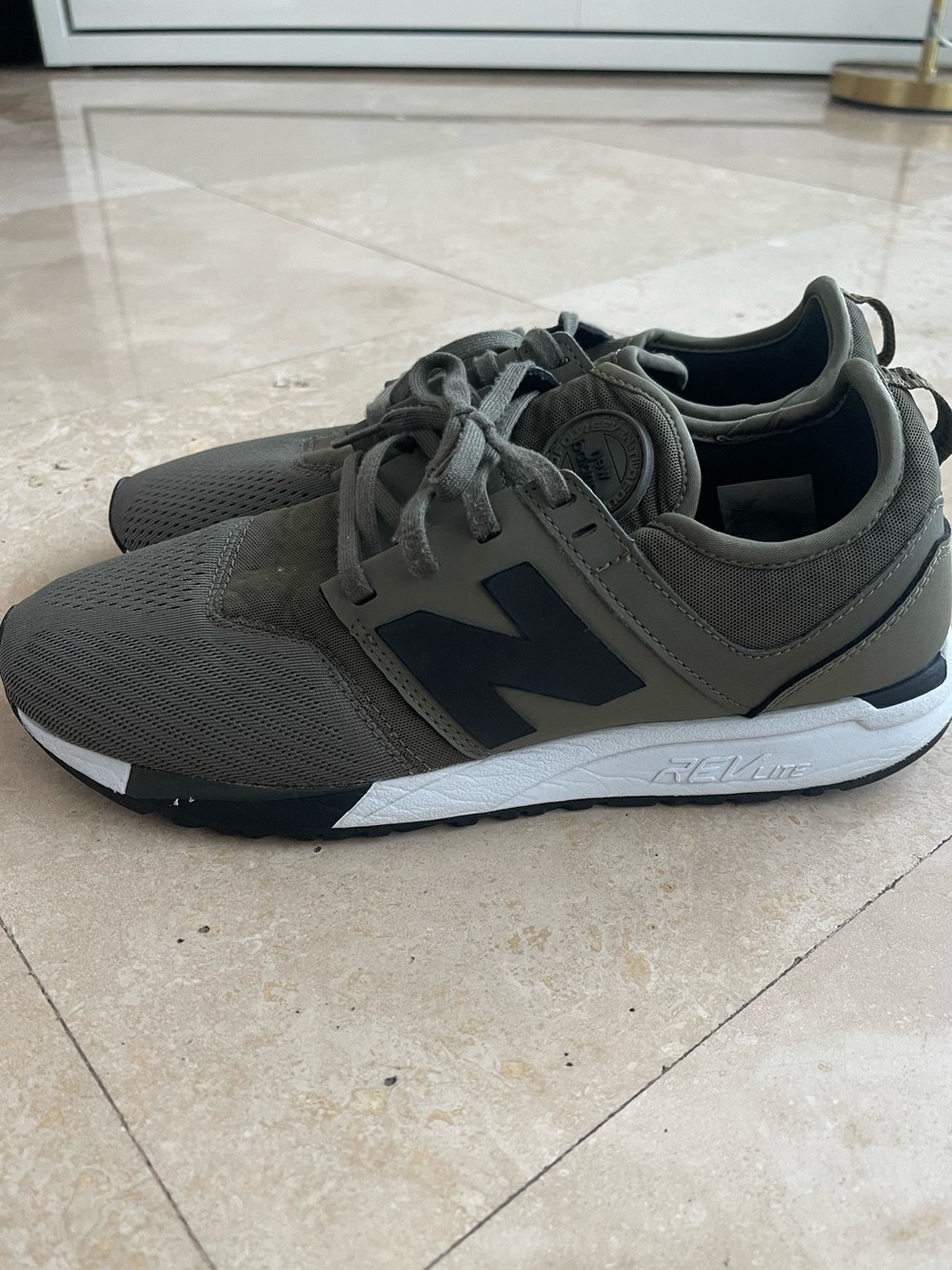 New Balance Men’s Olive Gray Sneakers - Picture 2 of 7
